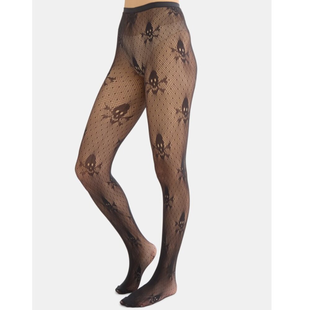 Way to Celebrate Women's Halloween 2 Pair Crossbone Fashion and Fishnet Tights